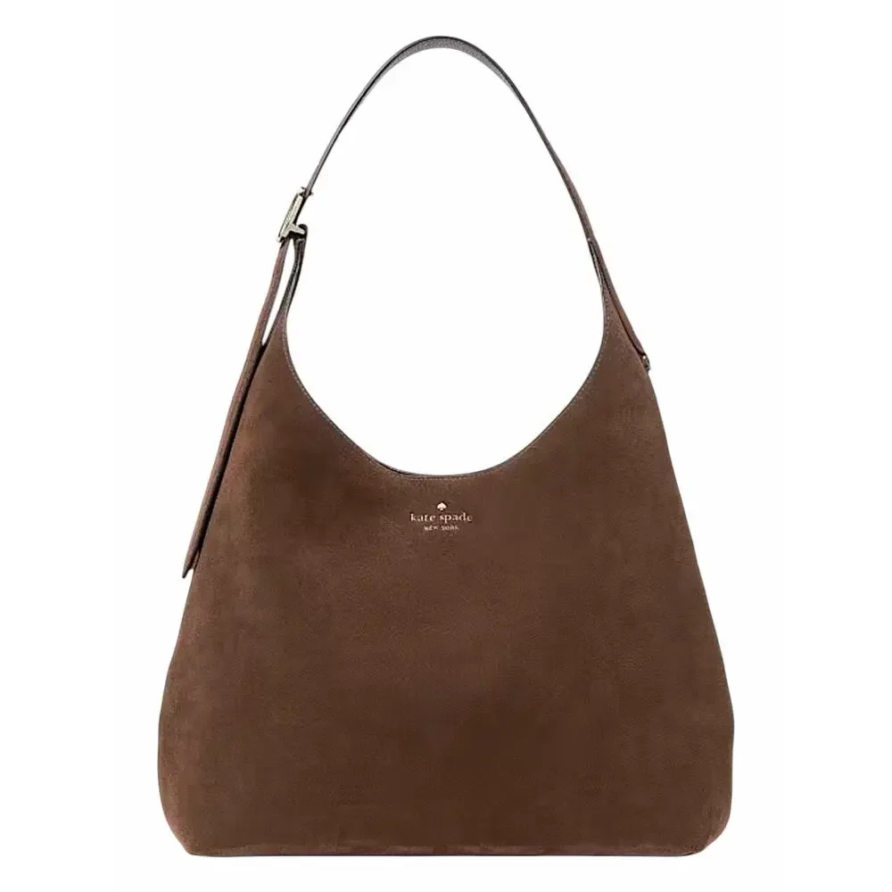 Kate Spade 454 Suede Large Shoulder Bag Lena Bifold Wallet Set Hot Fudge